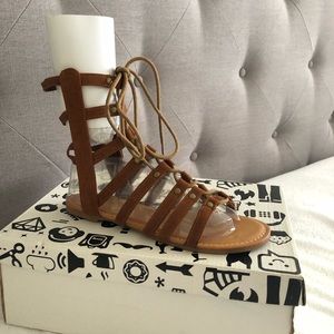 Bamboo Women’s Brown Gladiator Lace Up Sandals